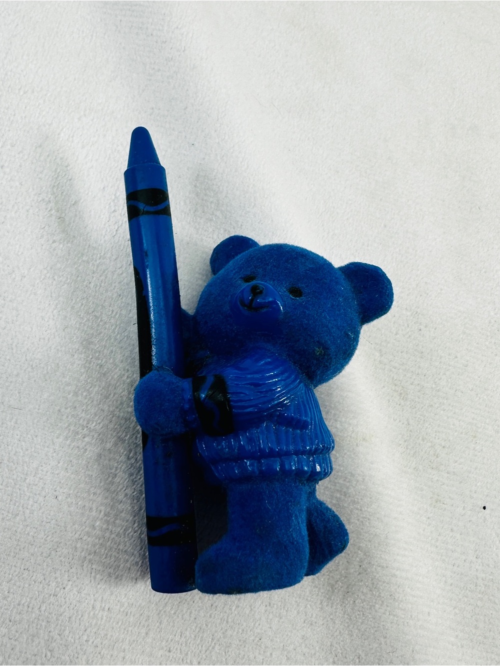 Crayola Vintage Felt Bear Crayon Flocked Vintage Miniature Figure Rare Teddy